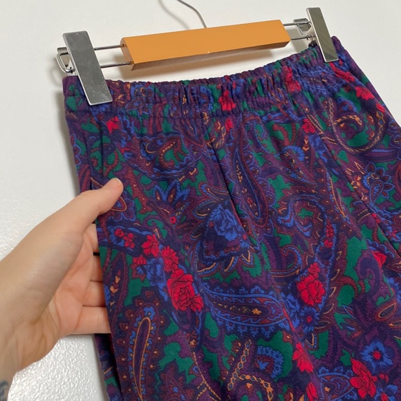 Vintage Lands’ End Skirt Women Small Purple Teal Aline Mid Paisley Knit USA 90s - Picture 5 of 12